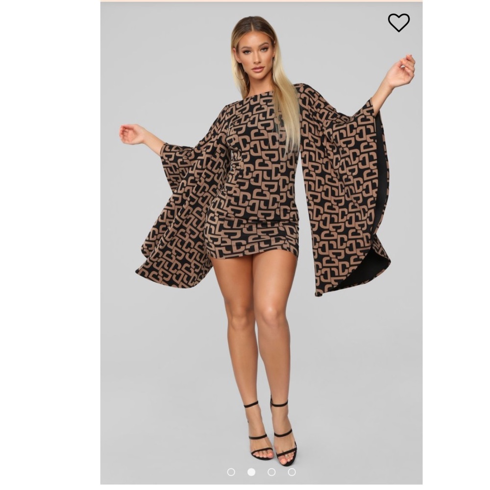 Trumpet sleeve mini dress